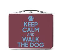 Fabulous Lunch Box in metallo argentato per sandwich e snack - Keep Calm and Walk the Dog Parodie Dog Animals - Scatola da gustare in alluminio ciotola rigida in stile retrò stampata in Francia