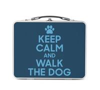 Fabulous Lunch Box in metallo argentato per sandwich e snack - Keep Calm and Walk the Dog Parodie Dog Animals - Scatola da gustare in alluminio ciotola rigida in stile retrò stampata in Francia