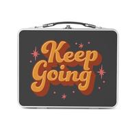 Fabulous Lunch Box in metallo argentato per sandwich e snack - Keep Going Tipography Message Inspiration Self Care Bien Esstre - Scatola da gustare in alluminio ciotola rigida in stile retrò stampato