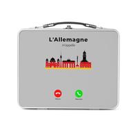 Fabulous Lunch Box in metallo argentato per sandwich e snack - La Germania mi chiama Berlino patrimonio bandiera, scatola da gustare in alluminio, ciotola rigida, stile retrò, stampata in Francia