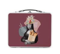Fabulous Lunch Box in metallo argentato per sandwich e snack - La Joconde Boulangerie Parodie Collage Art Surrealismo France - Scatola da gustare in alluminio, ciotola rigida, stile retrò, stampata in
