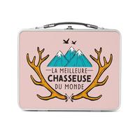 Fabulous Lunch Box in metallo argentato per sandwich e snack, la migliore cacciatrice del mondo, caccia alle montagne, scatola da gustare in alluminio, ciotola rigida, stile retrò, stampata in Francia