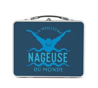 Fabulous Lunch Box in metallo argentato per sandwich e snack - La migliore nuotatrice del mondo Nuoto Piscine Course - Scatola da gustare in alluminio ciotola rigida in stile retrò stampata in Francia