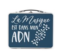 Fabulous Lunch Box in metallo argentato per sandwich e snack - La musica è nel mio DNA Music Instrument - Scatola da gustare in alluminio ciotola rigida stile retrò stampata in Francia