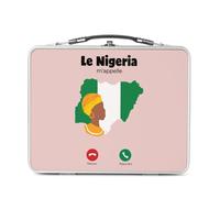 Fabulous Lunch Box in metallo argentato per sandwich e snack - La Nigeria M'Appelle Bandiera Cultura Africa - Scatola da gustare in alluminio ciotola rigida stile retrò stampata in Francia