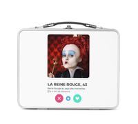 Fabulous Lunch Box in metallo argentato per sandwich e snack - La regina rossa Alice Paese delle Meraviglie Incontro Amore - Scatola da gustare in alluminio ciotola rigida stile retrò stampata in