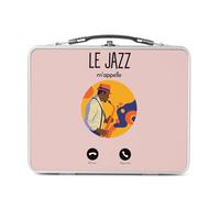 Fabulous Lunch Box in metallo argentato per sandwich e snack - Le Jazz M'Appelle Musique Sassofono - Scatola da gustare in alluminio, ciotola rigida, stile retrò, stampata in Francia