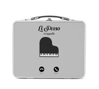Fabulous Lunch Box in metallo argentato per sandwich e snack - Le pianoforte M'Appelle Musique Classique - Scatola da gustare in alluminio ciotola rigida in stile retrò stampata in Francia