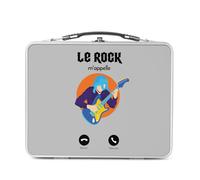 Fabulous Lunch Box in metallo argentato per sandwich e snack - Le Rock M'Appelle Musique Passion - Scatola da gustare in alluminio, ciotola rigida, stile retrò, stampata in Francia