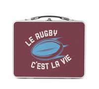 Fabulous Lunch Box in metallo argentato per sandwich e snack - Le Rugby è la vita Sport XV Ballon Stade France - Scatola da gustare in alluminio ciotola rigida stile retrò stampata in Francia