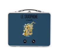 Fabulous Lunch Box in metallo argentato per sandwich e snack - Le Sassophone M'Appelle Musique Passione - Scatola da gustare in alluminio ciotola rigida stile retrò stampata in Francia