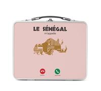 Fabulous Lunch Box in metallo argentato per sandwich e snack - Le Senegal M'Appelle Travel Culture Africa - Scatola da gustare in alluminio, ciotola rigida, stile retrò, stampata in Francia