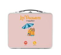 Fabulous Lunch Box in metallo argentato per sandwich e snack - Le Vacances Me Chiament Plage Soleil Eté - Scatola da gustare in alluminio ciotola rigida in stile retrò stampata in Francia