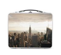 Fabulous Lunch Box in metallo argentato per sandwich e snack - L'Empire State bulding sotto le nuvole New York USA - Scatola da gustare in alluminio ciotola rigida in stile retrò stampata in Francia