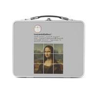 Fabulous Lunch Box in metallo argentato per sandwich e snack - Leonard De Vinci La Joconde Networks Pittura Pittore - Scatola da gustare in alluminio ciotola rigida stile retrò stampata in Francia