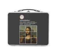 Fabulous Lunch Box in metallo argentato per sandwich e snack - Leonard De Vinci La Joconde Networks Pittura Pittore - Scatola da gustare in alluminio ciotola rigida stile retrò stampata in Francia