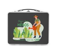 Fabulous Lunch Box in metallo argentato per sandwich e snack - Les Real Heroes - Giardiniere Artigianato Scatola da gustare in alluminio ciotola rigida in stile retrò stampata in Francia