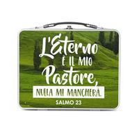 Fabulous Lunch Box in metallo argentato per sandwich e snack - L'Eterno È Il Mio Pastore Bible Verse Spiritual Religious Quote - Scatola da gustare in alluminio ciotola rigida in stile retrò stampata