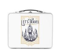 Fabulous Lunch Box in metallo argentato per sandwich e snack - Let's Travel Backpacker - Drill Nature Travel - Scatola da gustare in alluminio ciotola rigida in stile retrò stampata in Francia