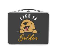 Fabulous Lunch Box in metallo argentato per sandwich e snack - Life is Golden Retriever Dog Golden Retriever - Contenitore per gustare in alluminio ciotola rigida in stile retrò stampato in Francia