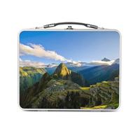 Fabulous Lunch Box in metallo argentato per sandwich e snack - Machu Picchu Unesco Patrimonio Mondiale Peru Incas Lumiere - Scatola da gustare in alluminio ciotola rigida in stile retrò stampata in