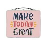 Fabulous Lunch Box in metallo argentato per sandwich e snack - Make Today Great Tipografia Message Motivation Good Vibes - Scatola da gustare in alluminio ciotola rigida in stile retrò stampato in