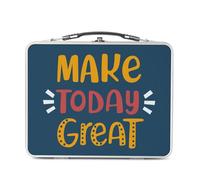 Fabulous Lunch Box in metallo argentato per sandwich e snack - Make Today Great Tipografia Message Motivation Good Vibes - Scatola da gustare in alluminio ciotola rigida in stile retrò stampato in