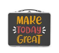 Fabulous Lunch Box in metallo argentato per sandwich e snack - Make Today Great Tipografia Message Motivation Good Vibes - Scatola da gustare in alluminio ciotola rigida in stile retrò stampato in