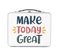 Fabulous Lunch Box in metallo argentato per sandwich e snack - Make Today Great Tipografia Message Motivation Good Vibes - Scatola da gustare in alluminio ciotola rigida in stile retrò stampato in