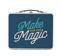 Fabulous Lunch Box in metallo argentato per sandwich e snack - Make your Own Magic Vintage 70's Retro Typo - Scatola da gustare in alluminio, ciotola rigida, stile retrò, stampata in Francia