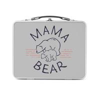 Fabulous Lunch Box in metallo argentato per sandwich e snack - Mama Bear Family Cute Mom - Scatola da gustare in alluminio ciotola rigida in stile retrò stampata in Francia