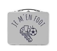 Fabulous Lunch Box in metallo argentato per sandwich e snack - Mi en Foot Sport Football Ballon Team - Scatola da gustare in alluminio ciotola rigida in stile retrò stampata in Francia