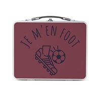 Fabulous Lunch Box in metallo argentato per sandwich e snack - Mi en Foot Sport Football Ballon Team - Scatola da gustare in alluminio ciotola rigida in stile retrò stampata in Francia