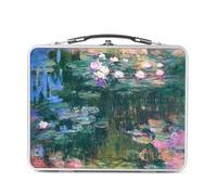 Fabulous Lunch Box in metallo argentato per sandwich e snack - Monet Les Nympheas Pittura Francia - Scatola da gustare in alluminio ciotola rigida in stile retrò stampata in Francia