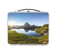 Fabulous Lunch Box in metallo argentato per sandwich e snack - Montagne Pyrenees Francia Nature Paesaggio Lago Decoration - Scatola da gustare in alluminio, ciotola rigida, stile retrò, stampata in