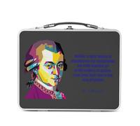 Fabulous Lunch Box in metallo argentato per sandwich e snack - Mozart Quotes Inspirational Life Success Music - Scatola da gustare in alluminio, ciotola rigida, stile retrò, stampata in Francia