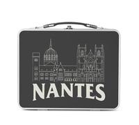 Fabulous Lunch Box in metallo argentato per sandwich e snack - Nantes Minimalist France Città occidentale Castello - Scatola da gustare in alluminio ciotola rigida stile retrò stampata in Francia