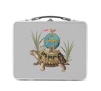Fabulous Lunch Box in metallo argentato per sandwich e snack, nave tartaruga Collage Art Surrealismo Jules Verne Fantastique - Scatola da gustare in alluminio, ciotola rigida, stile retrò, stampata in