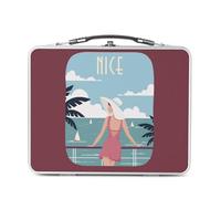 Fabulous Lunch Box in metallo argentato per sandwich e snack - Nizza Passeggiata des Anglais Mer Soleil Voyage - Scatola da gustare in alluminio ciotola rigida in stile retrò stampata in Francia