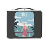 Fabulous Lunch Box in metallo argentato per sandwich e snack - Nizza Passeggiata des Anglais Mer Soleil Voyage - Scatola da gustare in alluminio ciotola rigida in stile retrò stampata in Francia