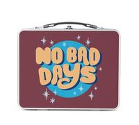 Fabulous Lunch Box in metallo argentato per sandwich e snack - No Bad Days Tipografia Message Inspiration Good Vibes Bien Esstre - Scatola da gustare in alluminio, ciotola rigida, stile retrò
