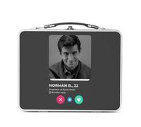 Fabulous Lunch Box in metallo argentato per sandwich e snack - Norman Bates Social Network Psycho Dating Love - Scatola da gustare in alluminio ciotola rigida in stile retrò stampata in Francia