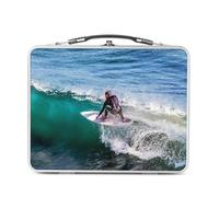Fabulous Lunch Box in metallo argentato per sandwich e snack - on the wave surf - Scatola da gustare in alluminio ciotola rigida stile retrò stampata in Francia
