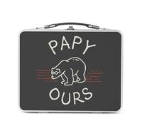 Fabulous Lunch Box in metallo argentato per sandwich e snack - Papy Bear Famiglia Carino Animale Pile - Scatola da gustare in alluminio ciotola rigida in stile retrò stampata in Francia