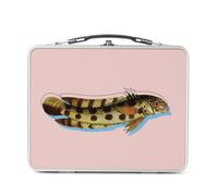 Fabulous Lunch Box in metallo argentato per sandwich e snack - Pesce divertito Collage Biologia Illustrazione antica - Scatola da gustare in alluminio ciotola rigida stile retrò stampata in Francia