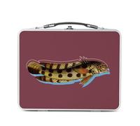 Fabulous Lunch Box in metallo argentato per sandwich e snack - Pesce divertito Collage Biologia Illustrazione antica - Scatola da gustare in alluminio ciotola rigida stile retrò stampata in Francia