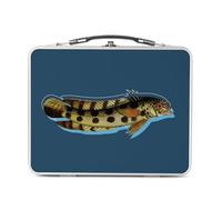 Fabulous Lunch Box in metallo argentato per sandwich e snack - Pesce divertito Collage Biologia Illustrazione antica - Scatola da gustare in alluminio ciotola rigida stile retrò stampata in Francia