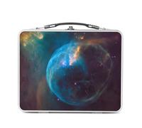 Fabulous Lunch Box in metallo argentato per sandwich e snack - Planete Espace Galaxie Terre Nebuleuse - Contenitore per assaggiare in alluminio, ciotola rigida, stile retrò stampata in Francia