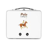 Fabulous Lunch Box in metallo argentato per sandwich e snack - Polo Is Calling Me Sport Horse Animals - Scatola da gustare in alluminio ciotola rigida in stile retrò stampata in Francia