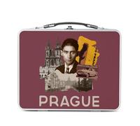 Fabulous Lunch Box in metallo argentato per sandwich e snack - Praga Vintage Viaggi Ceca Cartolina - Contenitore da gustare in alluminio ciotola rigida in stile retrò stampato in Francia